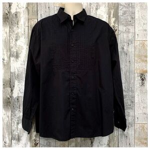 #24 Rocawear Logo Black Collared Frill Button Down Shirt Casual Business Top XL